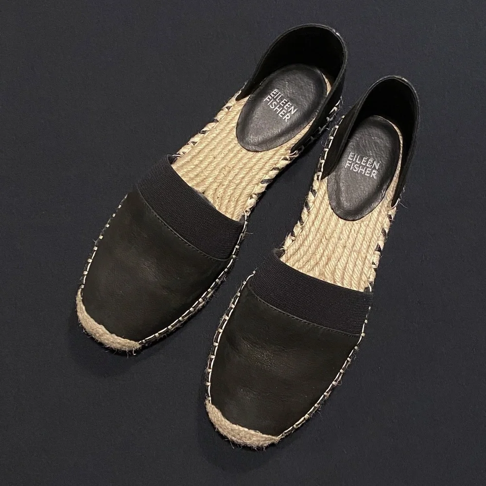 Eileen Fisher - Lady d'Orsay Espadrilles Flat - colour Black - size 8.5